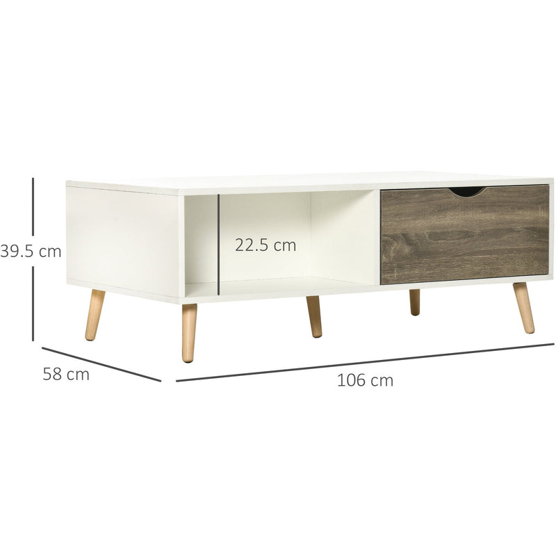 White Rectangular Coffee Table With Storage