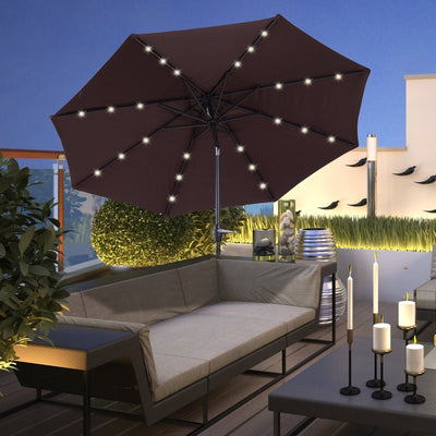 2.7m Garden Umbrella With Lights, Tilt, Crank Outsunny