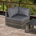 Rattan Wicker Corner Sofa Chair with Cushions Outsunny