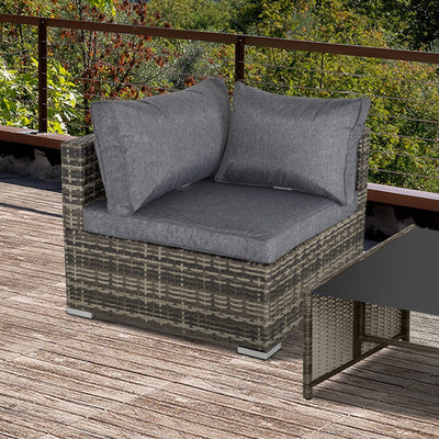 Rattan Wicker Corner Sofa Chair with Cushions Outsunny
