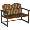 2 Seater Wooden Garden Bench, Carbonised Finish Outsunny