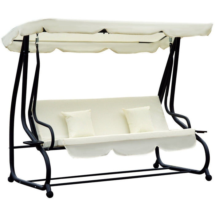2-in-1 Garden Swing Seat Bed 3-Seater Chair Hammock