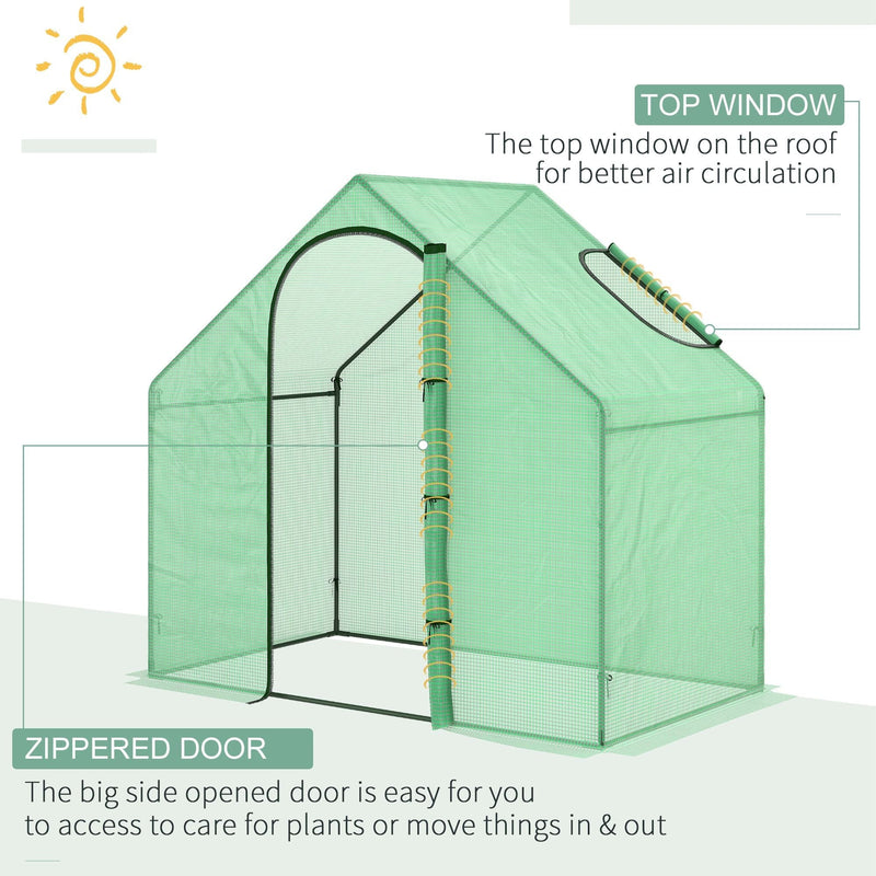 Small Greenhouse For Garden, Roll-Up Door, 180x100x168cm