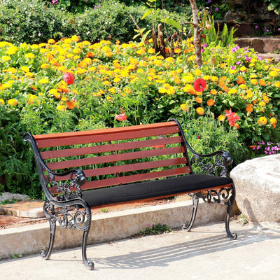 Cushion For 2 Seat Garden Bench, Black Outsunny