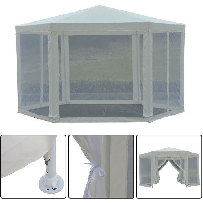 Hexagonal Gazebo With Mesh Sides, 4x4m