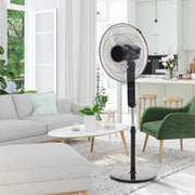 HOMCOM Oscillating Floor Fan W/ Remote Control-Standing Cooling Machine Indoor Air Refresher w/ Adjustable Height, Speed Mode, 7.5-Hour Timer Black Homcom