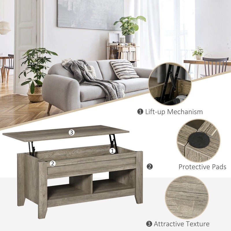 Rectangular Coffee Table with Storage And Lift Top
