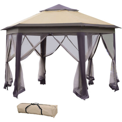 Hexagonal Pop Up Gazebo With Mesh Sides, 4x4m Outsunny