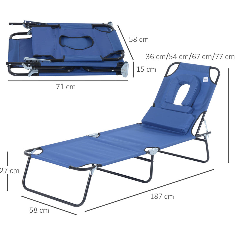 Folding Sun Lounger With Face Hole Outsunny