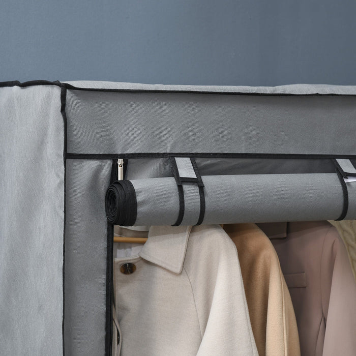 Light Grey 4-Shelf Portable Fabric Wardrobe