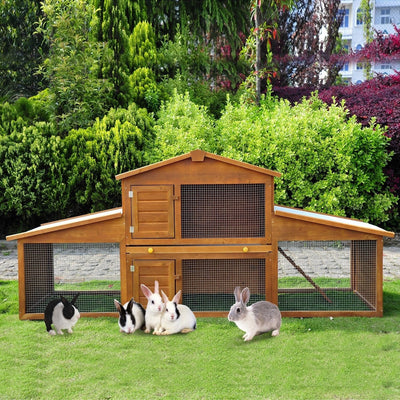 Deluxe Large Outdoor Rabbit Hutch Pawhut