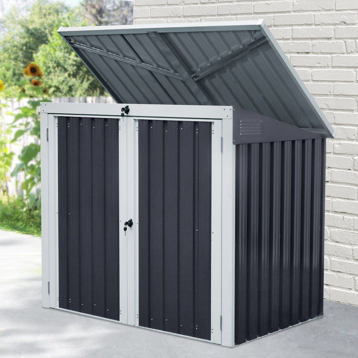 Small Metal Storage Shed, Ideal for Wheelie Bins - Grey