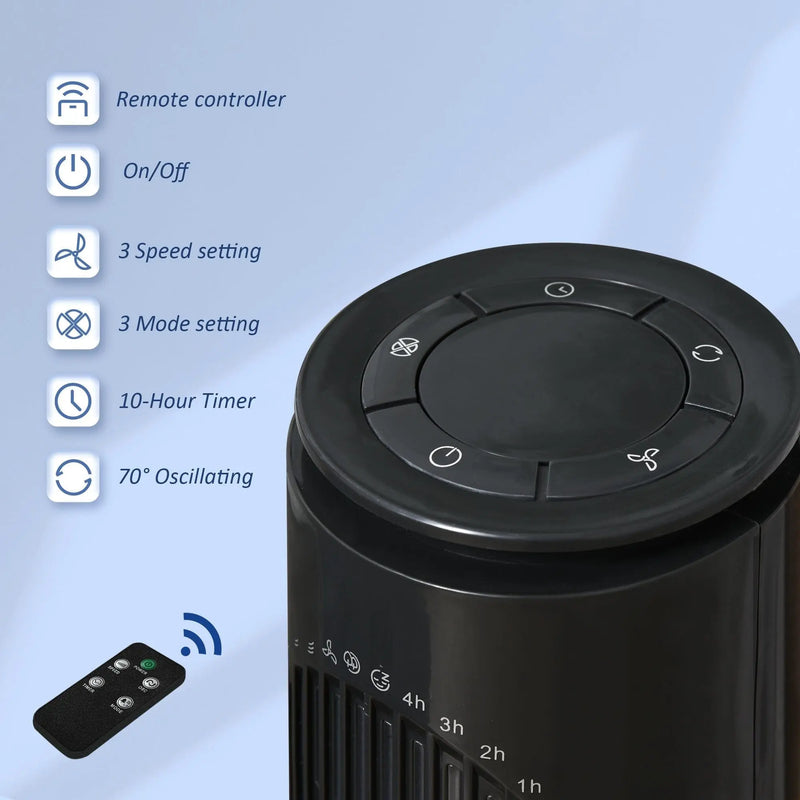 30" Tower Fan with Remote, Oscillation, 10h Timer, LED Light Homcom