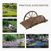 Wooden Garden Bridge, Arc Footbridge, Half Wheeled Railings Outsunny