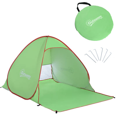 Instant Pop Up Beach Tent for 2-3 Persons, UV 30+ Green Outsunny