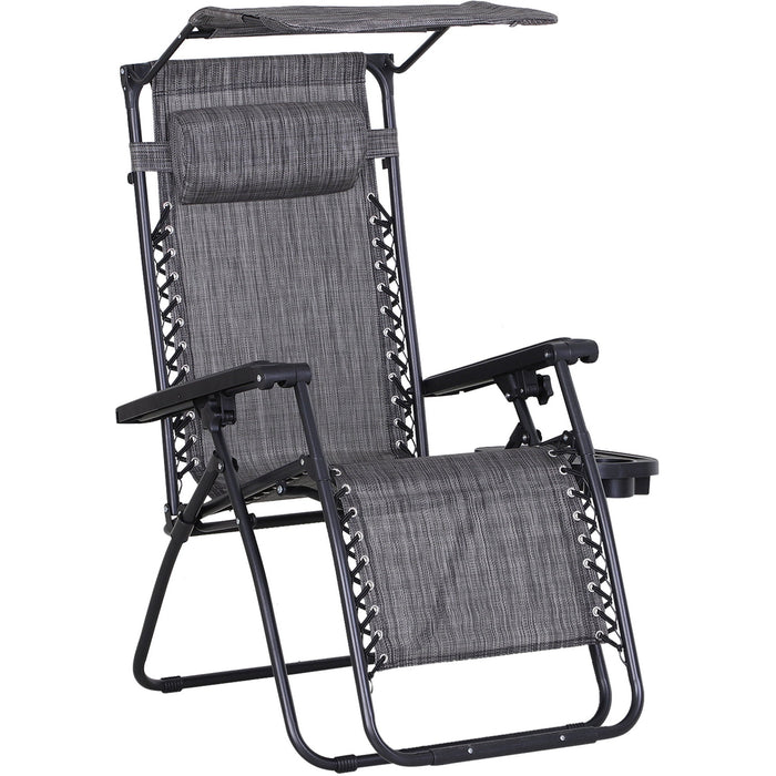 Folding Zero Gravity Chair, Cup Holder & Canopy Shade