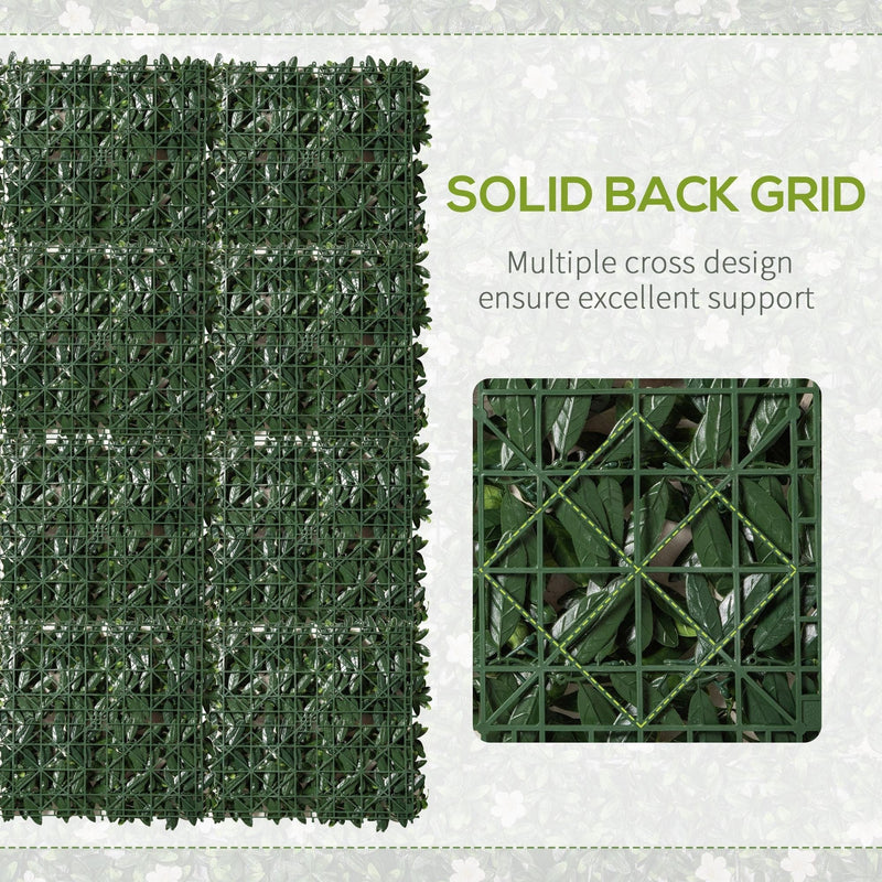 Rhododendron Artificial Boxwood Wall Panels, 12PCS, 20" Outsunny