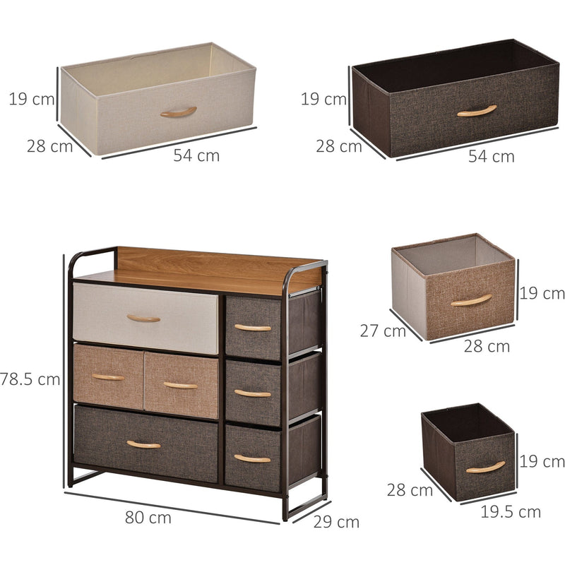 7-Drawer Fabric Dresser, Mixed Brown/Beige