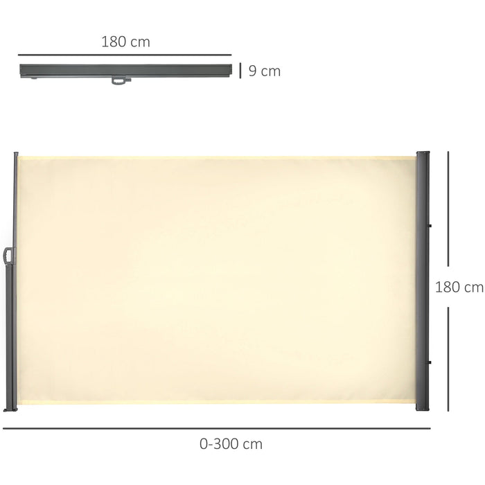 Retractable Privary Screen For Patio, 3x1.8M, Cream