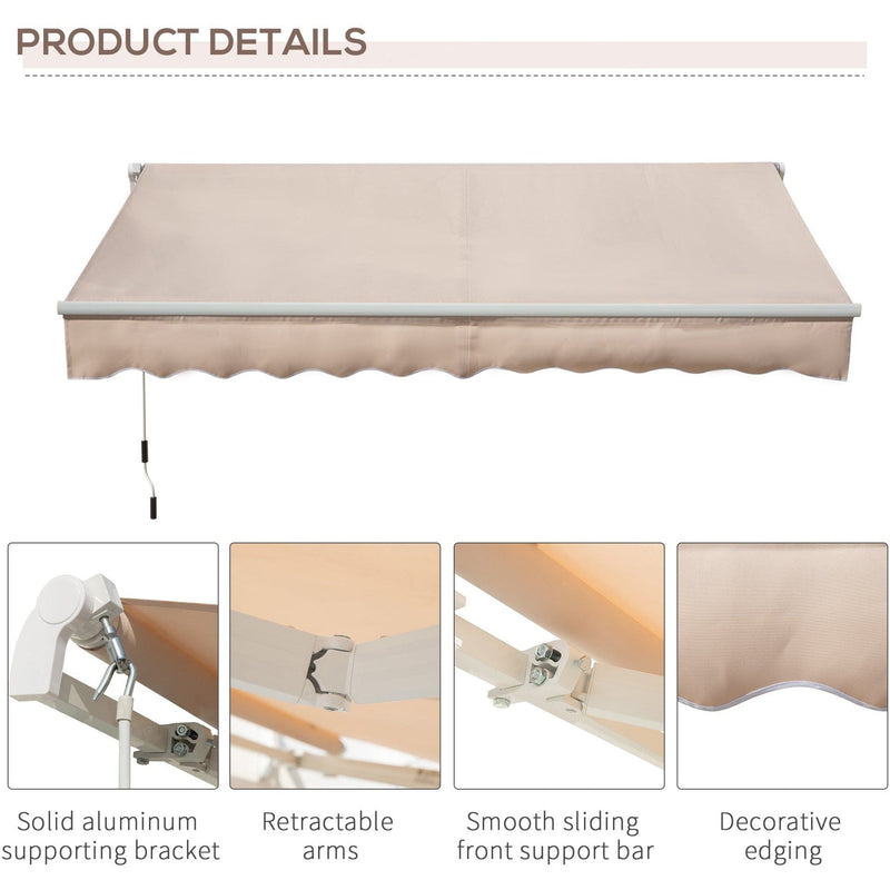 Awning For Patio - Manual Hand Crank 3 x 2m Aluminium Frame