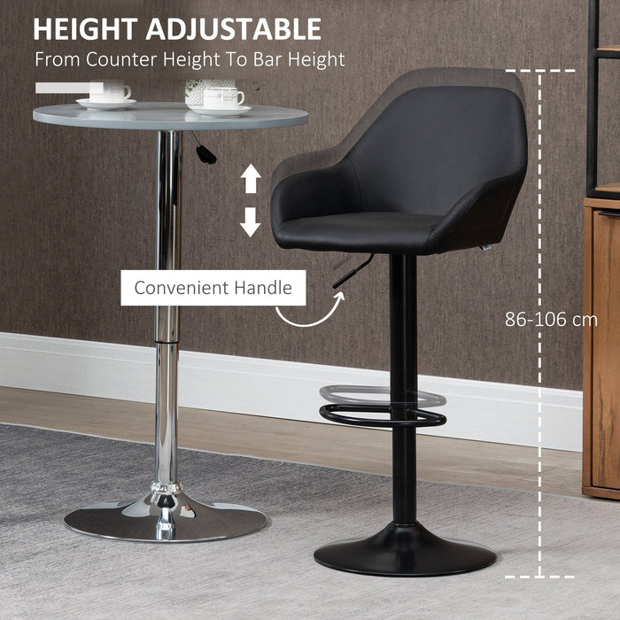 Swivel Barstools Set of 2, PU Leather, Steel Base