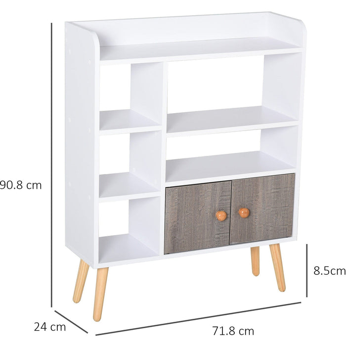 Freestanding Storage Cabinet, 2 Doors, 6 Shelves, White