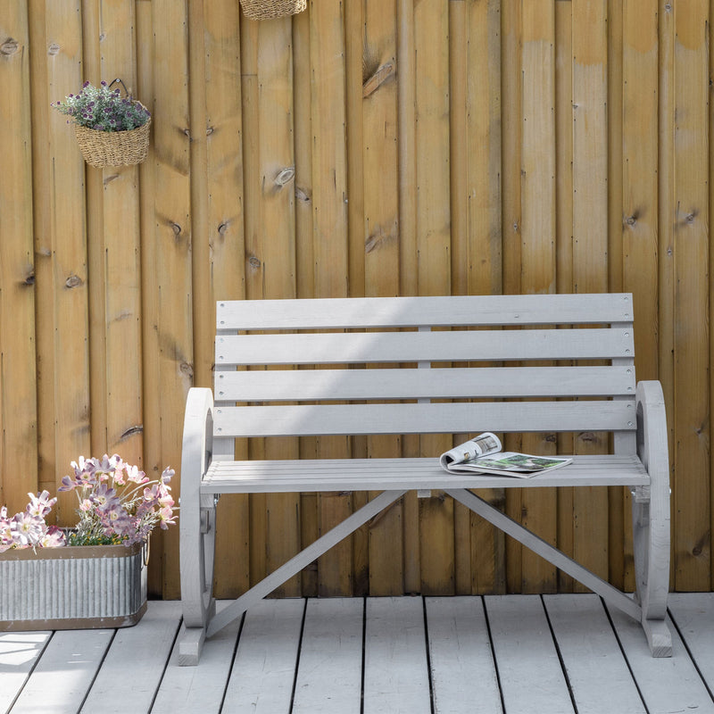 Wagon Wheel Garden Bench Outsunny