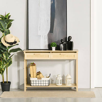 Wooden Console Table With 2 Drawers Homcom