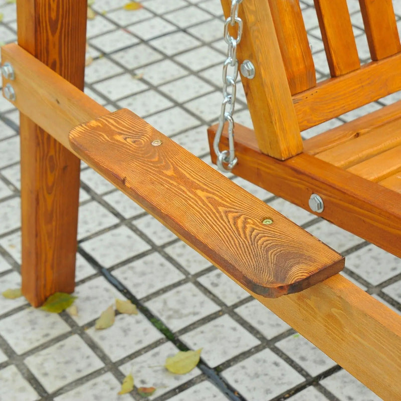 2 Seater Wooden Garden Swing Chair, Cream White Outsunny