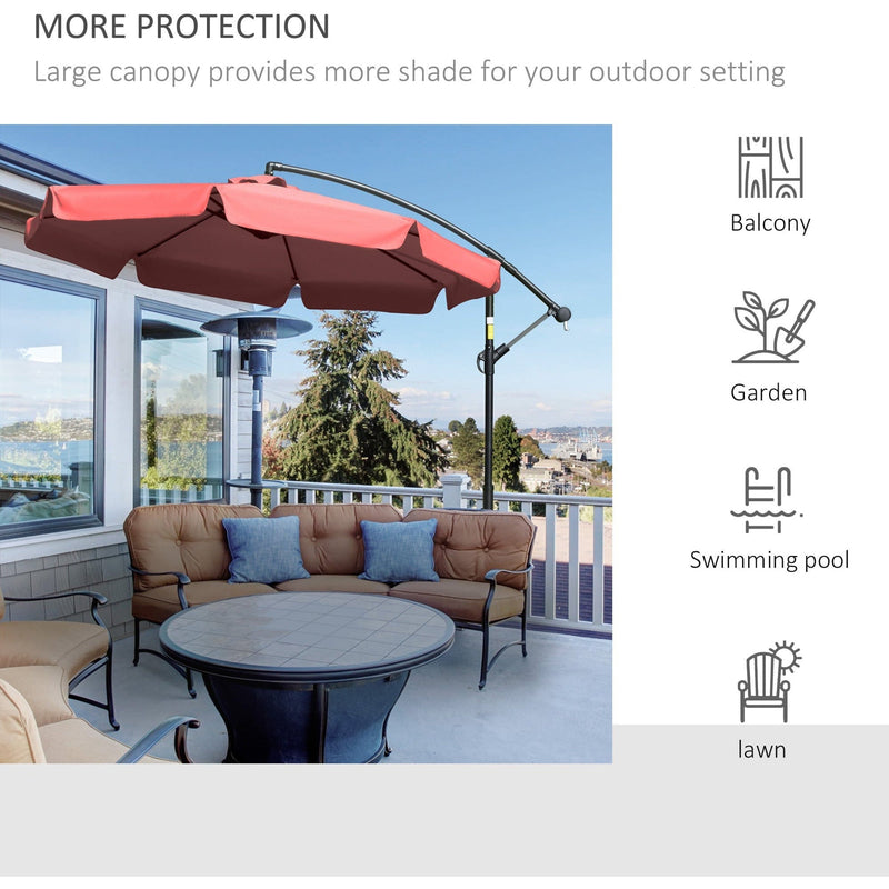 2.7m Cantilever Parasol With Cross Base - Crank Handle