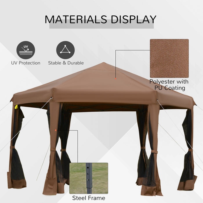 Hexagonal Pop Up Gazebo With Sides, Travel Case, 3.2m