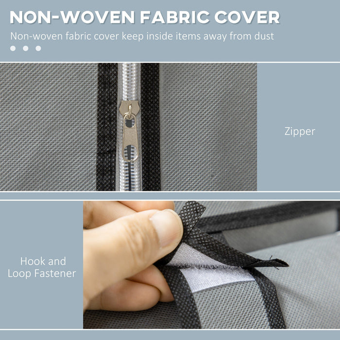 Light Grey 6-Shelf Foldable Fabric Wardrobe