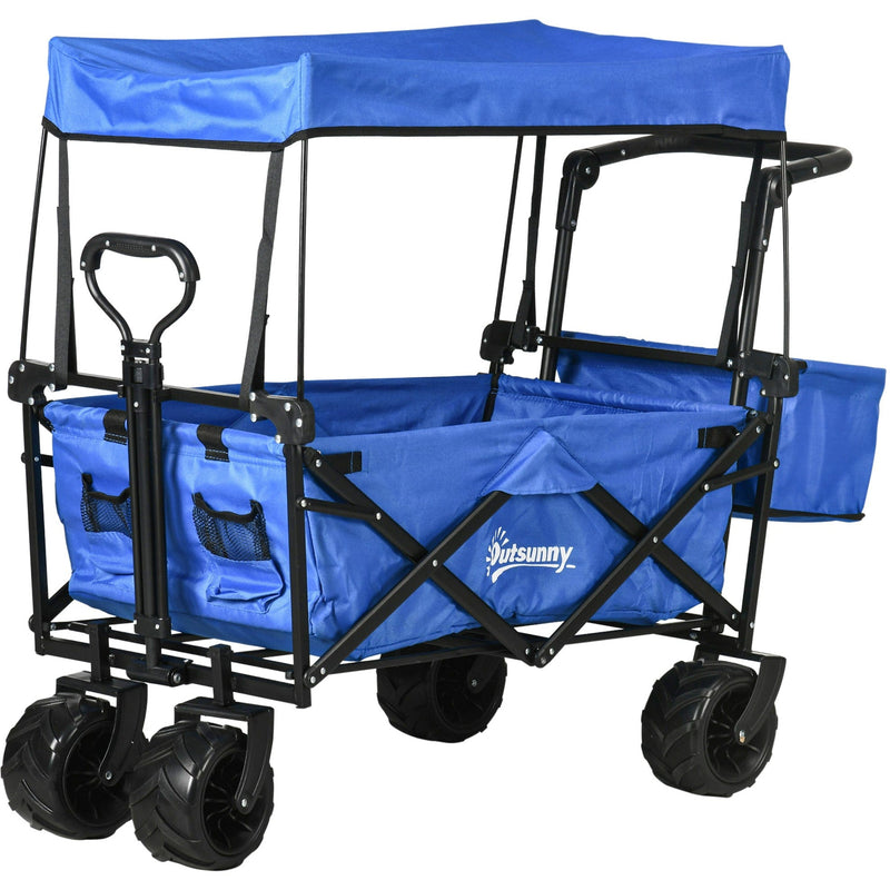 Folding Trolley Cart w/ Canopy, Blue
