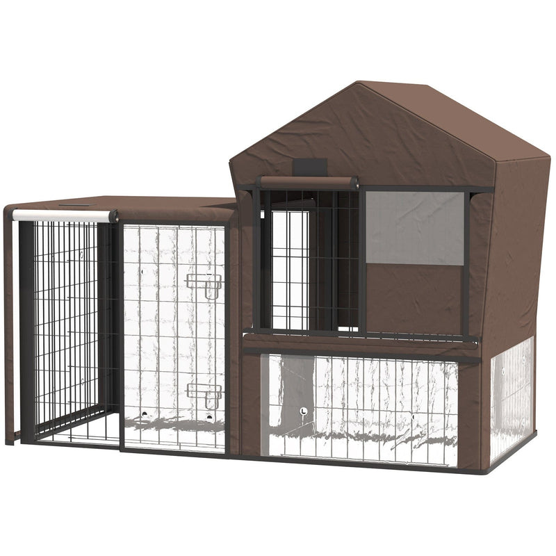 Brown Rabbit Hutch Cage Cover Pawhut