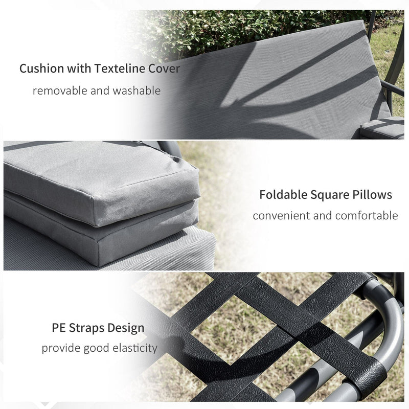 Outsunny 3 Seater Convertible Swing Chair Bed, Grey Outsunny