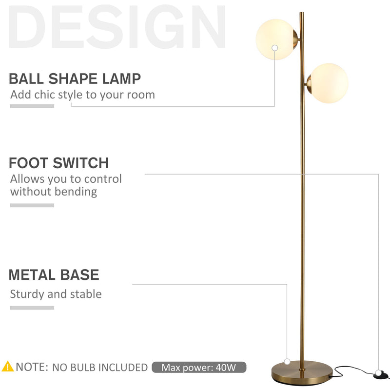 Gold 2-Shade Floor Lamp with Floor Switch