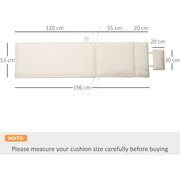 Garden Sun Lounger Cushion with Pillow, White Outsunny
