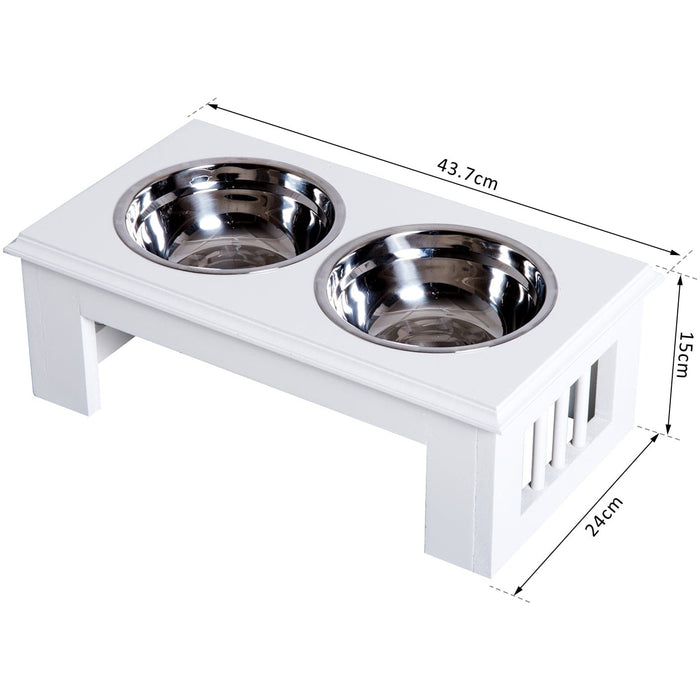 Stainless Steel Pet Feeder - White, 43.7Lx24Wx15Hcm