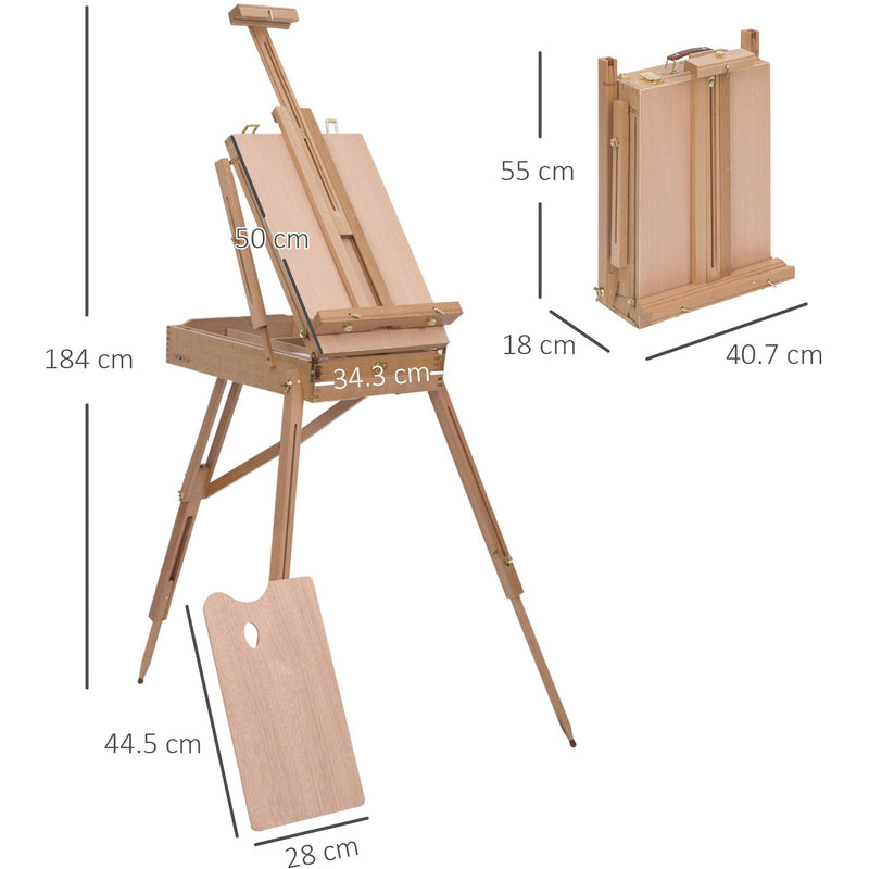Wooden Art Easel, Portable, Natural Wood