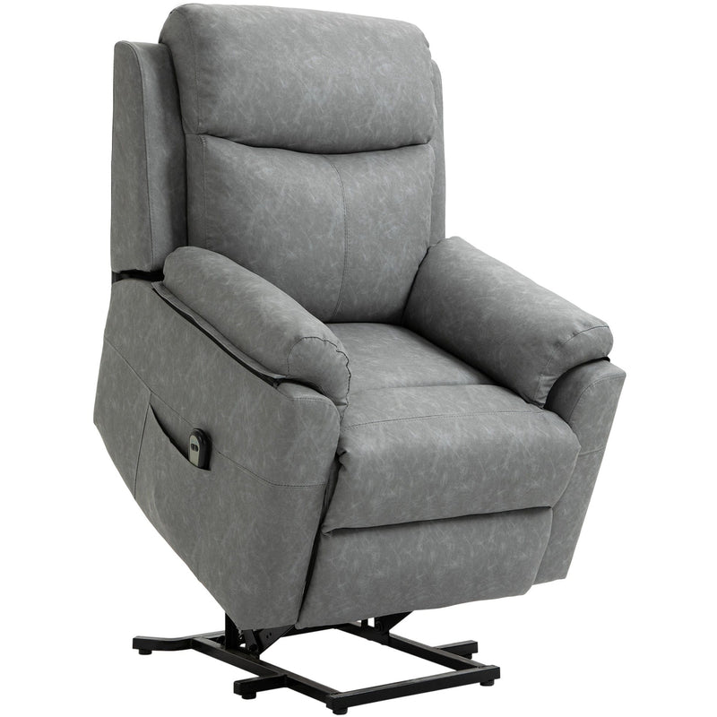 Power Lift Chair for Elderly, Grey Faux Leather