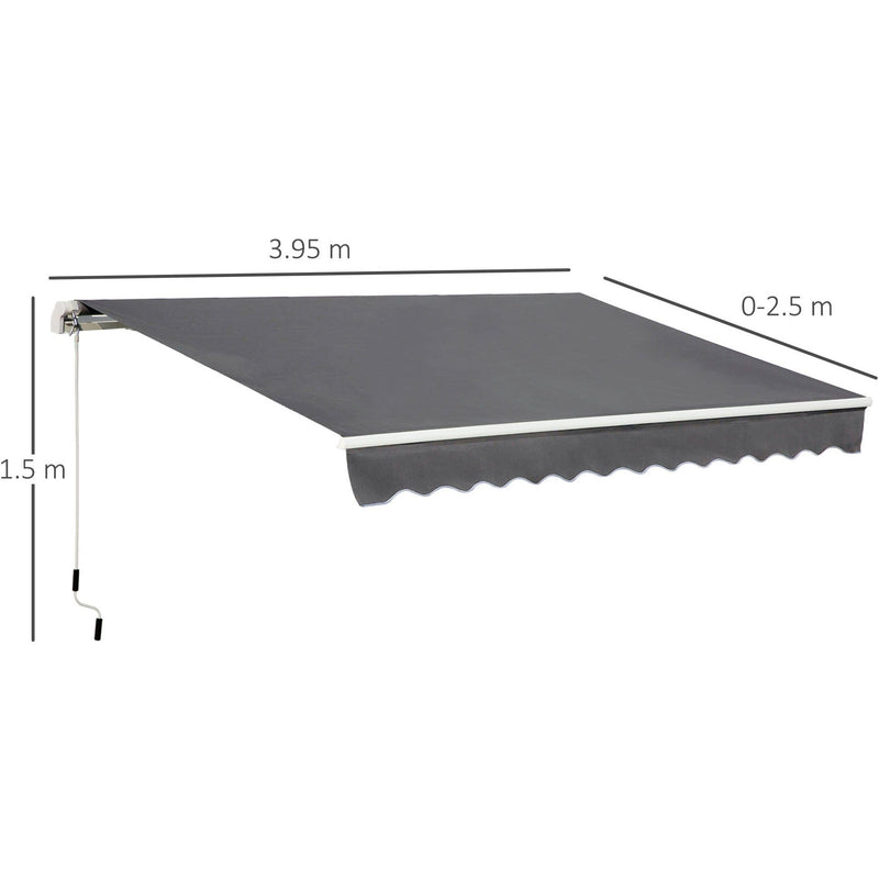 Awning Canopy Retractable, Manual Operation, 4x2.5m