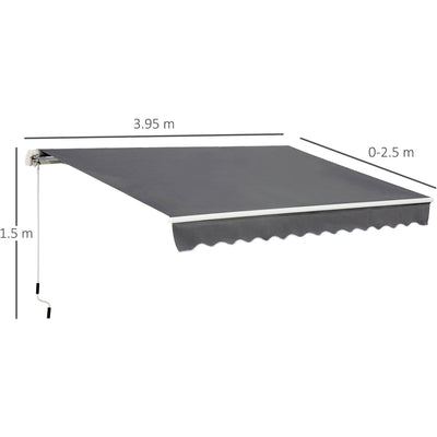 Awning Canopy Retractable, Manual Operation, 4x2.5m Outsunny