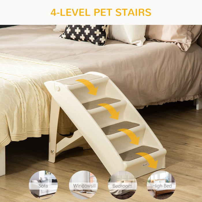 Beige 4-Step Pet Stairs (62x38x49.5cm)