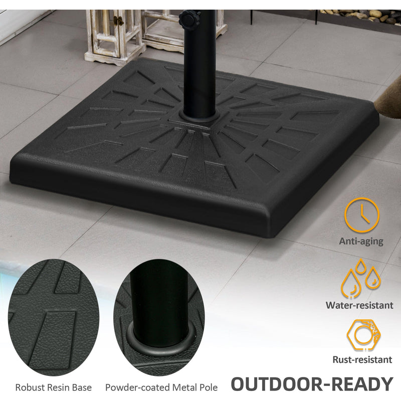 19kg Resin Garden Parasol Base for Poles of Φ32 - Φ48mm, Black Outsunny