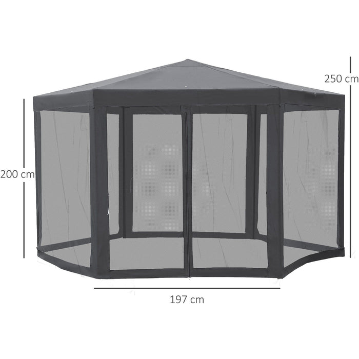 Hexagonal Gazebo With Mesh Sides, 4x4m