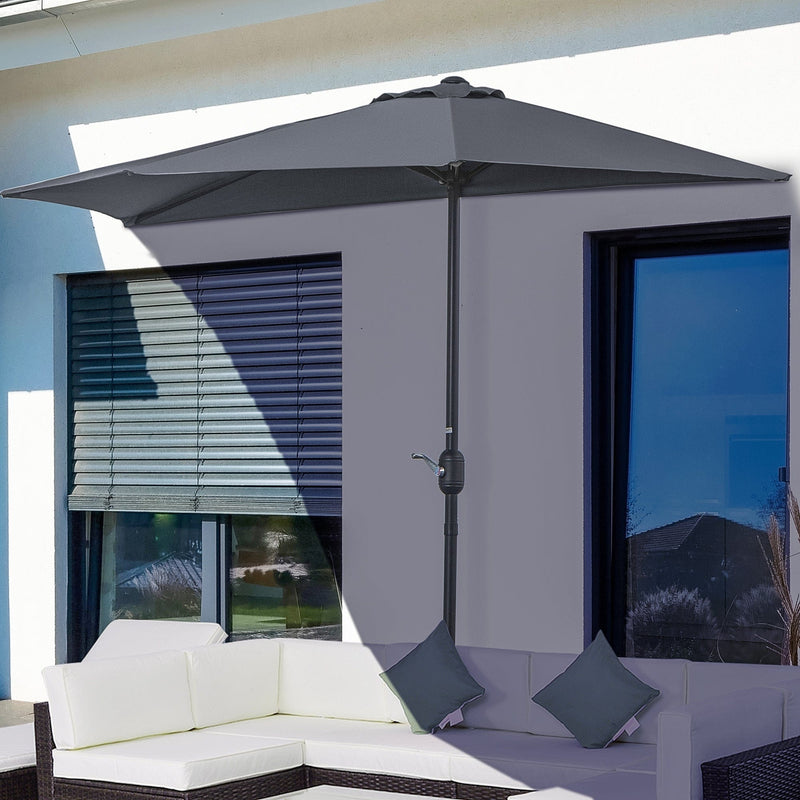 2.7m Half Parasol for Balcony - 5 Steel Ribs Outsunny