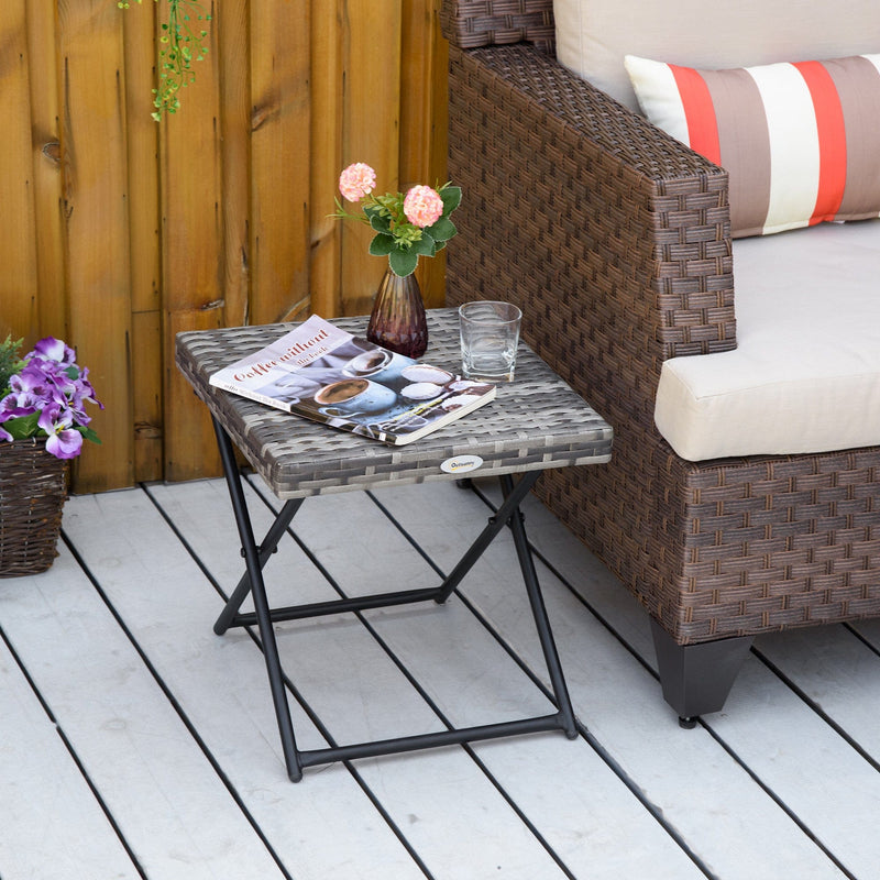 Grey Folding Rattan Table