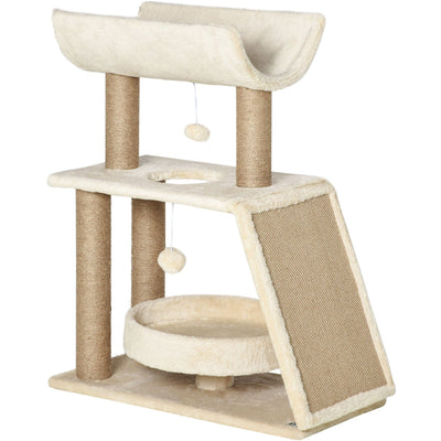 Wall-Mounted Cat Tree: 4-Layer, Oak Pawhut