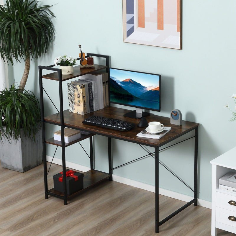 Computer Desk with Bookshelf, Metal Frame
