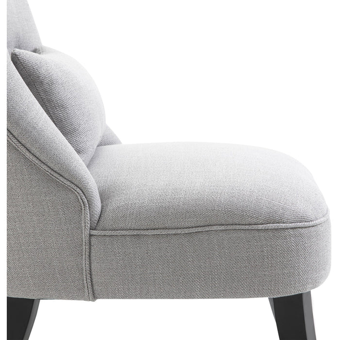 Grey Fabric Accent Chair Solid Wooden Legs